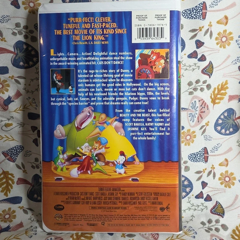Warner Bros Cats Don't Dance VHS Kids Movie Purple 1997 Animated Musical Retro